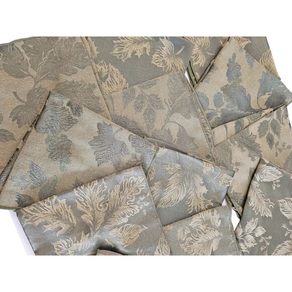 Set of 13 Croft & Barrow Sage Green Damask Leaf Napkins 18" Square - Picture 3 of 4